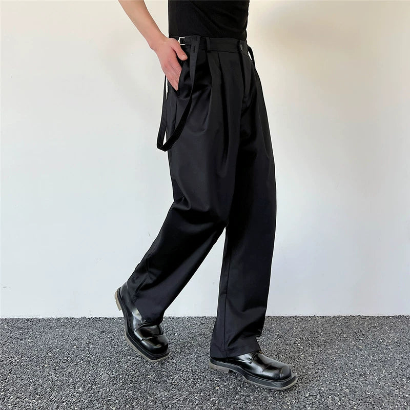 Black Suspenders Casual Trousers