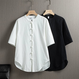 Linen Casual Button-Down T-shirt