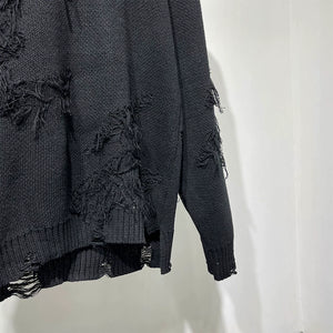 Irregular Hole Raw Edge Loose Sweater