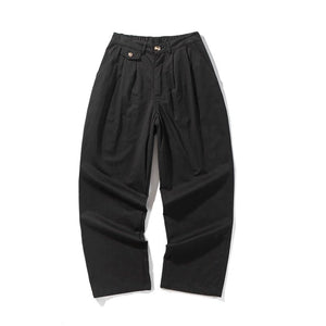 Japanese Retro Solid Loose Straight Trousers