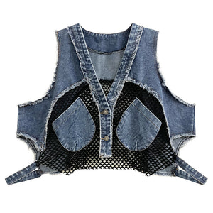 Mesh Short Denim Vest