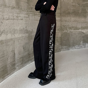 Embroidered Straight Trousers