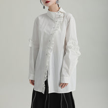 Load image into Gallery viewer, Ruffled Irregular Long Shirt
