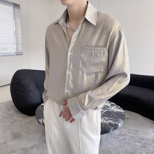 Ultra-thin Glossy Loose Long-sleeved Shirt