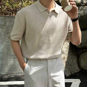 Knitted Lapel Polo Shirt