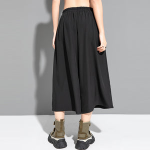 Fake Two Piece Button Wide Leg Culottes