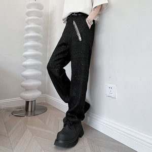 Sequin Zipper Casual Slim Fit Cropped Pants