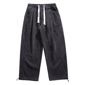 Straight Loose-fitting Corduroy Trousers