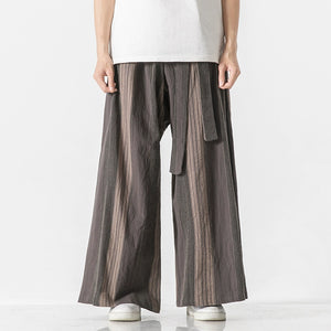 Striped Straight Wide-leg Casual Culottes