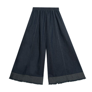 Patchwork Raw Edge Wide Leg Pants