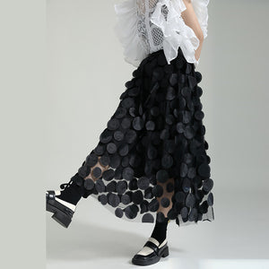 Retro Three-dimensional Polka-dot High-waist A-line Skirt