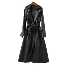 Load image into Gallery viewer, Winter Mid-length Leather Trench Coat
