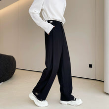 Load image into Gallery viewer, Metal Button Embellished Draped Wide-leg Trousers
