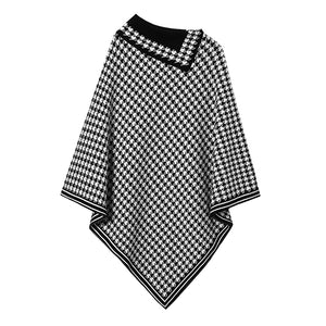 Vintage Houndstooth Cape Knitted Sweater