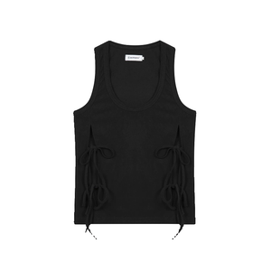 Slit Lace-up Knitted Stretch Vest