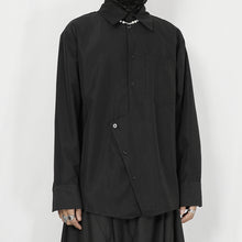 Load image into Gallery viewer, Black Asymmetrical Loose Long-sleeved Shirt
