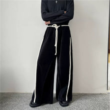 Load image into Gallery viewer, Vintage Mercerized Velvet Drawstring Thickened Wide Leg Pants
