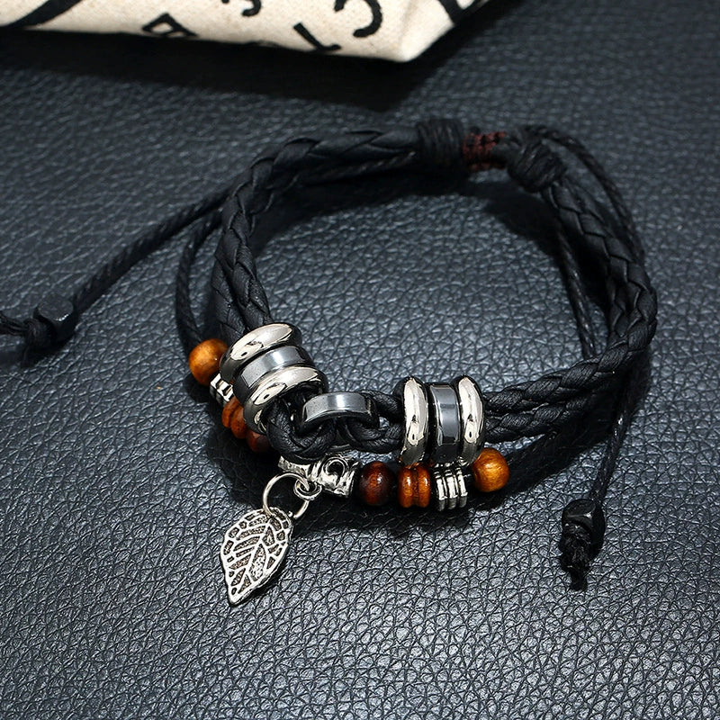 Multi-layered Braided Leather Bracelet