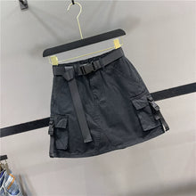 Load image into Gallery viewer, Black High Waist Casual Pocket Hip Skirt
