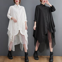 Load image into Gallery viewer, Loose Fake Two-piece Irregular Splicing Mesh Shirt Dress
