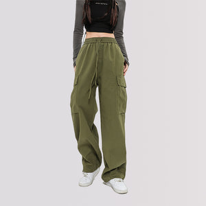 Drawstring Side Pockets Adjustable Trousers