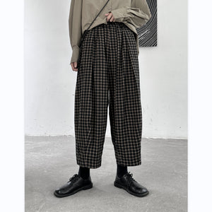 Plaid Cropped Harem Pants