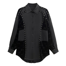 Load image into Gallery viewer, Retro Loose Spliced PU Leather Shirt
