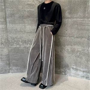 Vintage Mercerized Velvet Drawstring Thickened Wide Leg Pants