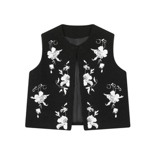 Winter Embroidered Pattern Wool Vest