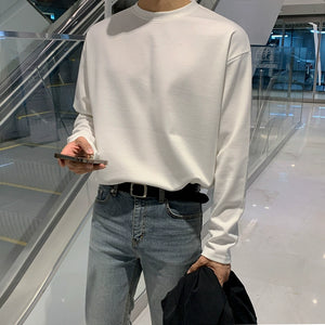 Loose Solid Color Cotton Round Neck T-shirt