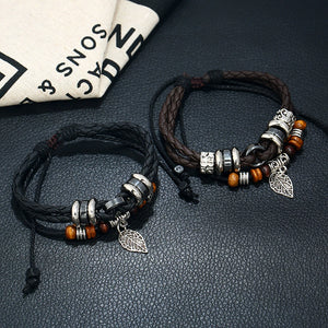 Multi-layered Braided Leather Bracelet