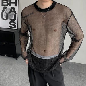 Mesh Transparent Casual Bottoming Shirt