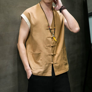 Thin Cotton And Linen Vest Loose And Breathable