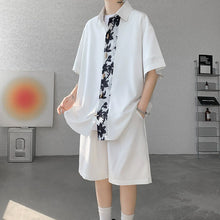 Load image into Gallery viewer, Summer Ice Silk Lapel Shirt Shorts Two-piece Suit
