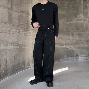 Exposed Line Structure Multi-layered Trousers