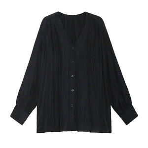 V Neck Long Sleeved Loose Shirt