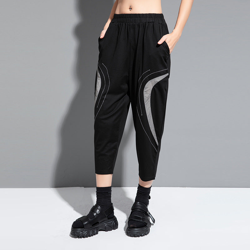 Spliced Semicircle Cropped Trousers