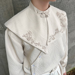 Detachable Embroidered Cloud Shoulder Dark Pattern Shirt