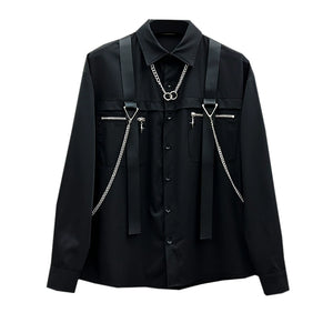 Chain Strap Loose Long Sleeve Shirt