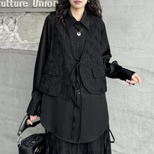 Load image into Gallery viewer, Black Irregular Shirt and Skirt Suit
