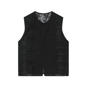 Hollow Jacquard Disc Button Vest