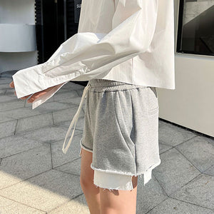 Drawstring Raw Edge Shorts