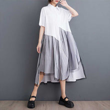 Load image into Gallery viewer, Mesh Patchwork Loose Irregular Shirt Dress
