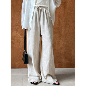 Drawstring Casual Wide-leg Pants