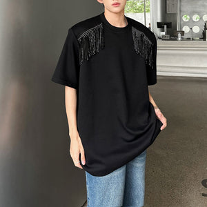 Shoulder Padded Fringed Half-sleeve Shirt