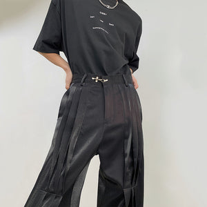 Three-dimensional Casual Metal Buckle Straight Trousers