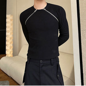 Zip-panel Skinny Long-sleeved T-shirt