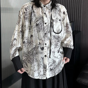 Printed Tie Loose Shirt