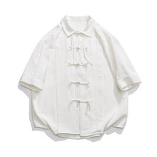 Load image into Gallery viewer, Cotton And Linen Buttoned Pleated  Shirt
