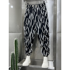 Striped Printed Cropped Harem Pants